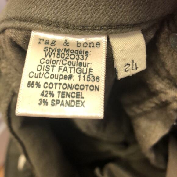 Rag & Bone Skinny Jeans in Distressed Fatigue Army Green Size 24 - Picture 12 of 12